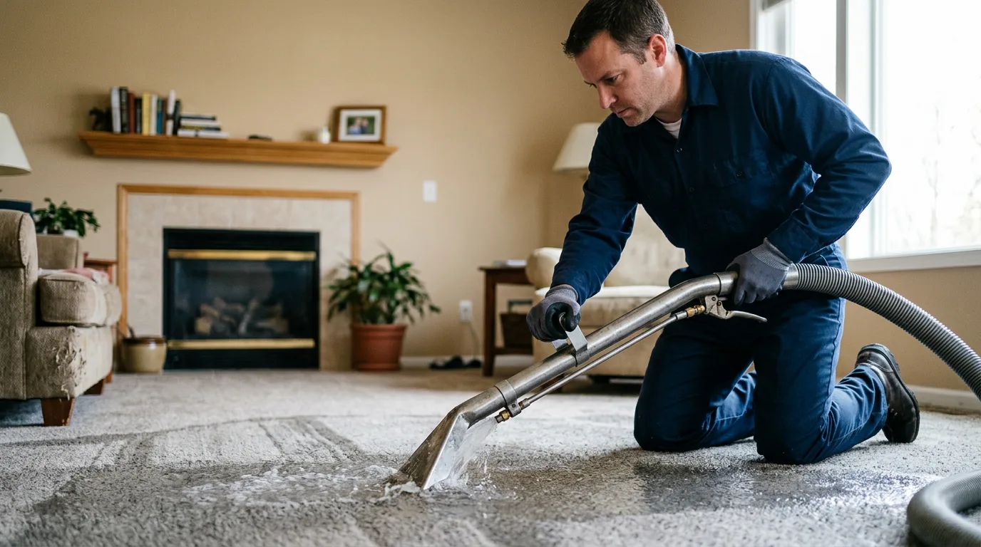Water damage restoration technician working near Sister Bay, WI